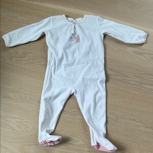 Petit Bateau Cream and Pink Baby Footie